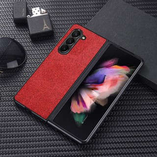 สําหรับ Samsung Galaxy Z Fold 5 เคส ELVEV แฟชั่น ผ้า กันลื่น บางเฉียบ PC + TPU เคสป้องกันด้านหลัง