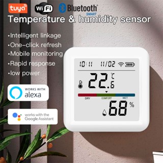 Tuya เครื่องวัดอุณหภูมิความชื้น WIFI เซนเซอร์ ในร่ม เครื่องวัดอุณหภูมิ เครื่องตรวจจับสมาร์ทไลฟ์ รีโมตคอนโทรล รองรับ Alexa Google Home