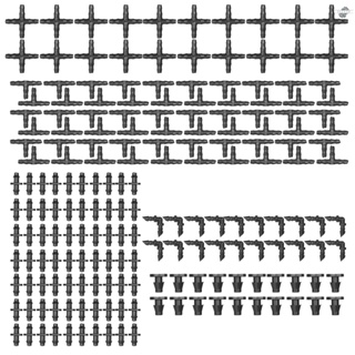 {fly} ชุดข้อต่อท่อน้ําหยด 200 ชิ้น เข้าได้กับข้อต่อท่อน้ํา 1/4 นิ้ว สําหรับระบบน้ําหยดในสวน (ข้อต่อ 20 4 ทาง, ข้อศอก 20 ชิ้น,
