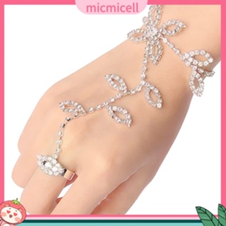 Mic_ สายรัดข้อมือ ประดับคริสตัล พลอยเทียม