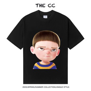 เสื้อยืดลําลอง แขนสั้น คอกลม พิมพ์ลาย AV ทรงหลวม แฟชั่นสําหรับผู้ชาย