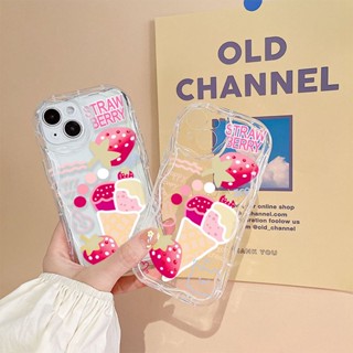 เคสโทรศัพท์มือถือ TPU ปิดด้านหลัง ลายไอศกรีมสตรอเบอร์รี่น่ารัก สีพื้น สําหรับ OPPO A58 A78 A1X A96 A52 A92 A72 A1K F17 Pro A93 A16 A16S A54S A54 A74 F19 A95 A94 F19 Pro A55