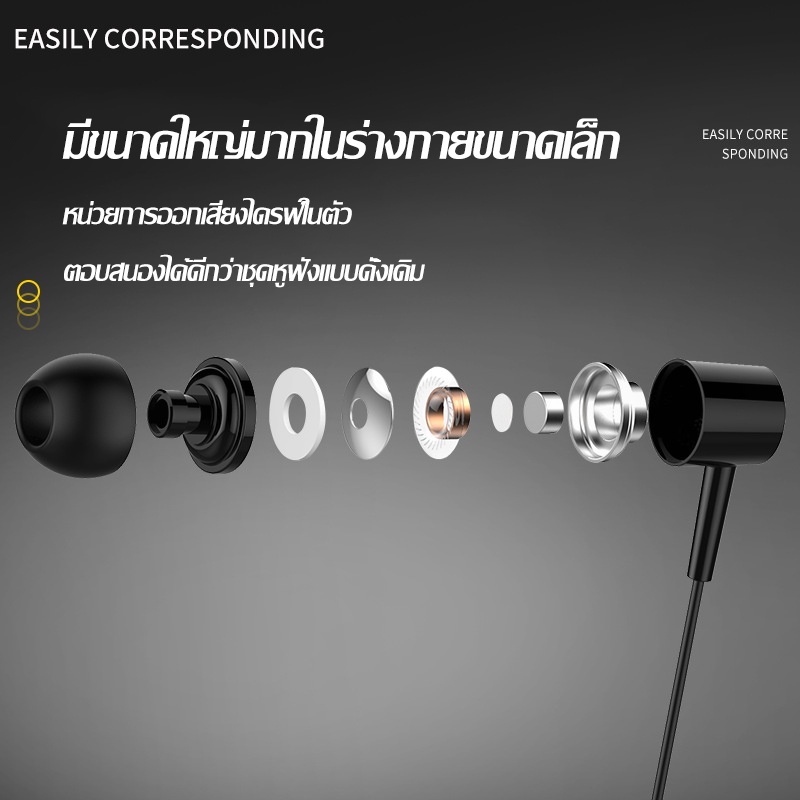 แน่นตัดเสียงรบกวน Wired headphonesหูฟังโทรศัพท์  หูฟังมีไมค์ หูฟัง（1119）
