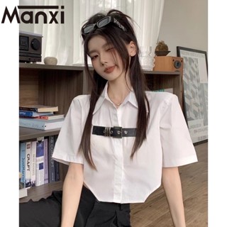 Manxi เสื้อเชิ้ตผู้หญิง เสื้อแฟชั่นผู้หญิง สะดวกสบาย  มีความรู้สึกของการออกแบบ A95K018E