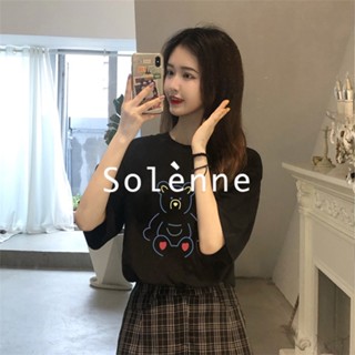 Solenne  เสื้อครอป เสื้อยืดผู้หญิง ครอป baby tee สาวเรโทร 2023 NEW Style High quality สวยงาม Stylish ins A99J58M 36Z230909