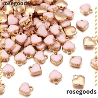 Rosegoods1 จี้สร้อยคอ ลูกปัด รูปหัวใจ ขนาดเล็ก สําหรับทําเครื่องประดับ สร้อยข้อมือ ต่างหู