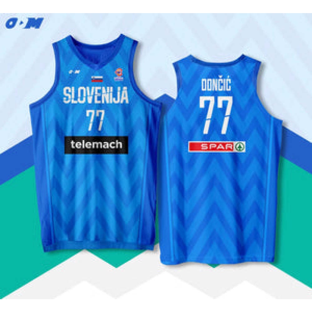 เสื้อกีฬาแขนสั้น ลายทีม SLOVENIA LUKA DONCIC สีฟ้า
