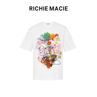 เสื้อยืดแขนสั้น พิมพ์ลายการ์ตูนกราฟฟิติ Richie Macie Air Balloon แฟชั่นคู่รัก