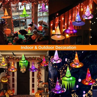 6PCS Halloween LED Glowing Witch Hat Kids Children Party Costume Cosplay Props Indoor Outdoor Yard Tree Party Festival Decorations