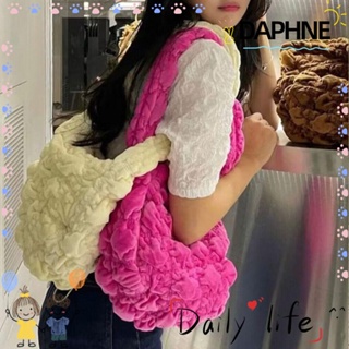 Daphne กระเป๋าสะพายไหล่ ผ้าฝ้าย และผ้ากํามะหยี่ ลายสก๊อต จุของได้เยอะ น้ําหนักเบา สําหรับผู้หญิง