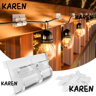 Karen คลิปหนีบสายไฟ แบบใส กันน้ํา กันสั่น พร้อมแถบกาว 30 ชิ้น