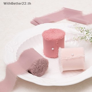 Withbetter ริบบิ้นผ้าไหม ผ้าชีฟอง ลายดอกไม้ 5 ม. ต่อม้วน สําหรับตกแต่งงานแต่งงาน งานเลี้ยง DIY