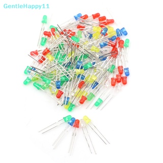 Gentlehappy ไดโอดเปล่งแสง LED 3 มม. 20mA 2Pin สีแดง เขียว ขาว ฟ้า เหลือง 100 ชิ้น ต่อชุด