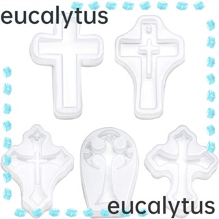 Eucalytus1 ชุดแม่พิมพ์ซิลิโคน เรซิ่น รูปไม้กางเขน สีขาว สําหรับตกแต่ง DIY 5 ชิ้น