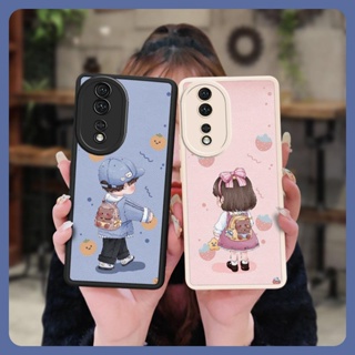 Silica gel Dirt-resistant Phone Case For Huawei Honor80 5G cute creative youth Phone lens protection leather Cartoon texture