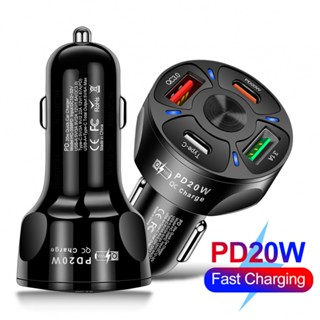 Dc 12-32V 4-Port ที่ชาร์จในรถยนต์ สําหรับโทรศัพท์ ชาร์จเร็ว PD 20W Type -C USB อะแดปเตอร์