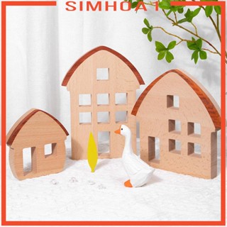 [Simhoa1] บล็อกไม้ รูปบ้าน งานฝีมือ สําหรับตกแต่งบ้าน ปาร์ตี้ 3-6 ปี 3 ชิ้น