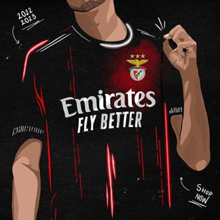 เสื้อกีฬาแขนสั้น คอกลม ลายทีมชาติฟุตบอล Benfica 2022-2023 SL ชุดเหย้า พลัสไซซ์ สําหรับผู้ชาย และผู้หญิง