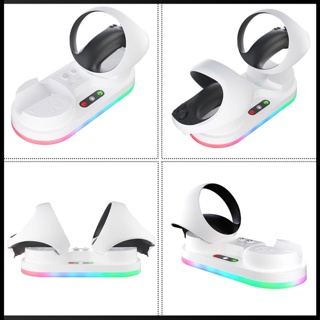 Zevaret แท่นชาร์จคอนโทรลเลอร์ พร้อมไฟแสดงสถานะ RGB สําหรับ Ps Vr2