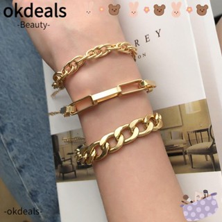 Okdeals สร้อยข้อมือ หลายชั้น สีทอง แฟชั่นพังก์ งู เสน่ห์ สายรัดข้อมือ ย้อนยุค