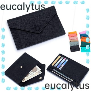 Eucalytus1 กระเป๋าสตางค์ใบสั้น หนังแท้ ทรงซองจดหมาย บางพิเศษ ใส่บัตรเครดิตได้ แฟชั่นสําหรับผู้หญิง