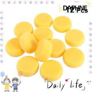 Daphne ฟองน้ําสังเคราะห์ ทรงกลม สีเหลือง สําหรับทําความสะอาดภาพวาด 12 ชิ้น