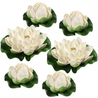 ใหม่ ดอกบัวประดิษฐ์ พลาสติก สําหรับตกแต่งสวน 6 ชิ้น