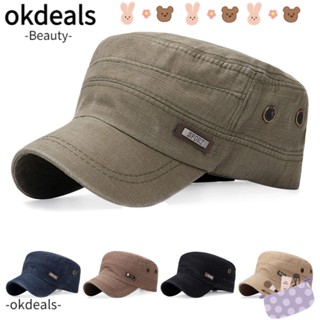 Okdeals หมวกทหาร ฤดูใบไม้ผลิ ฤดูร้อน ป้องกันรังสียูวี หมวกกันแดด ลําลอง