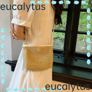 Eucalytus1 กระเป๋าคลัทช์หวายสาน ทรงสี่เหลี่ยม ขนาดเล็ก น่ารัก เหมาะกับเดินชายหาด แฟชั่นฤดูร้อน