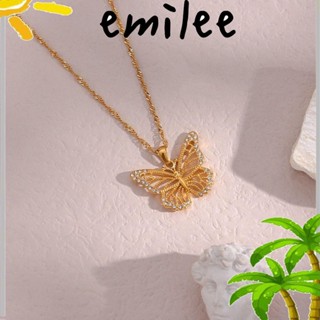 EMILEE สร้อยคอโชคเกอร์ จี้ผีเสื้อ ประดับเพทาย หินชุบ หรูหรา สําหรับผู้หญิง