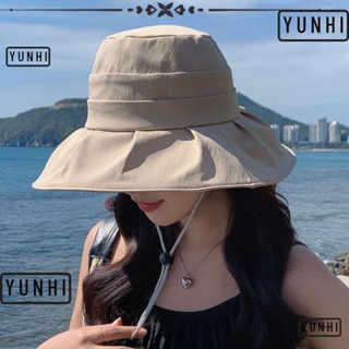 Yunhi หมวกปีกกว้าง กันแดด เหมาะกับเดินชายหาดกลางแจ้ง แฟชั่นฤดูร้อน สําหรับผู้หญิง