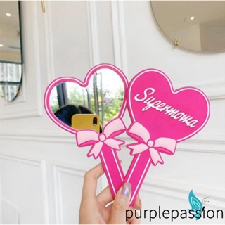 Purplepassion- กระจกแต่งหน้า รูปหัวใจ แบบพกพา พร้อมที่จับ