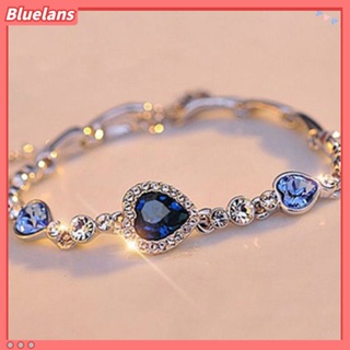 【 Bluelans 】สร้อยข้อมือ โลหะผสม รูปหัวใจ ประดับพลอยเทียม สําหรับออกเดท