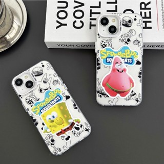【ใหม่】เคสโทรศัพท์มือถือ แบบสองชั้น ลาย SpongeBob และ Patrick Star IMD สําหรับ iPhone 11 12 13 14 15 Series