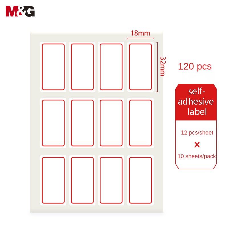 M&G เครื่องเขียน สติกเกอร์ฉลาก กรอบสีแดง มีกาวในตัว 10 แผ่น สําหรับเครื่องเขียน โรงเรียน