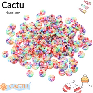 Cactu ลูกปัดดินโพลิเมอร์ ทรงกลมแบน สีรุ้ง 6 มม. สําหรับทําเครื่องประดับ สร้อยข้อมือ DIY 2000 ชิ้น