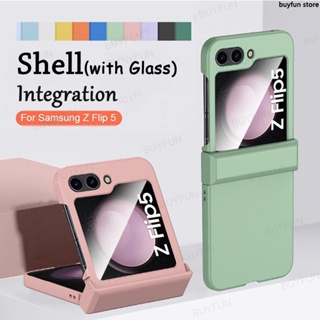 Candy color Case Hinge Shockproof Cover For Samsung Z Flip5 Flip 5G ZFlip5 Casing With Glass Integrated shell