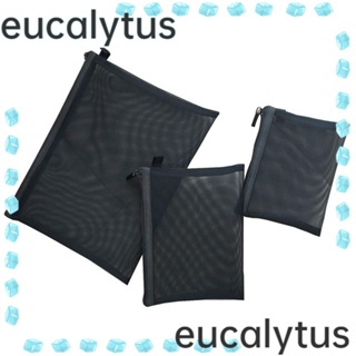 Eucalytus1 กระเป๋าเครื่องสําอาง ผ้าตาข่าย มีซิป 3 ชิ้น