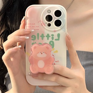 หุ้นไทย 💥ขาตั้งโทรศัพท์สำหรับ for iPhone 11 14 13 12 Pro Max XR XS Max 7 8 Plus 15 Pro Max 7 8 SE 3 เคสมือถือหมีสีชมพู
