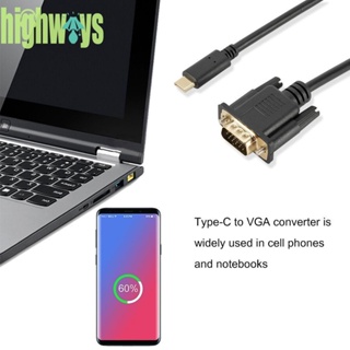 สายเคเบิลอะแดปเตอร์ USB C 1080P Type C เป็น VGA สําหรับแล็ปท็อป Macbook Air TV [highways.th]