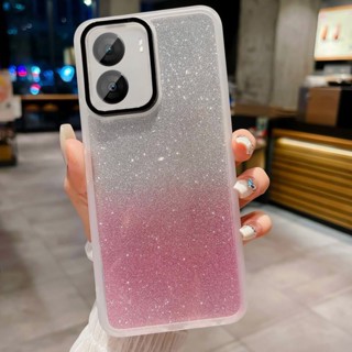 เคสโทรศัพท์ซิลิโคน TPU แบบนิ่ม กันกระแทก ป้องกันเลนส์กล้อง แต่งกลิตเตอร์ ไล่โทนสี สําหรับ IQOO Z7x iQOOZ7x 5G 2023