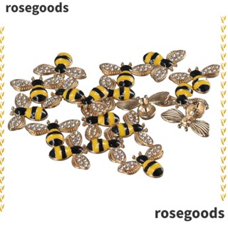 Rosegoods1 จี้รูปผึ้ง ประดับพลอยเทียม 17x24 มม. สําหรับตกแต่งบ้าน 50 ชิ้น