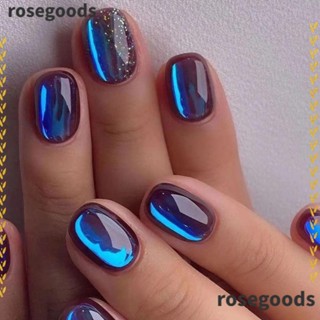 Rosegoods1 เล็บปลอม กลิตเตอร์ออโรร่า ทรงกลม แบบสั้น ถอดออกได้ สําหรับร้านเสริมสวย