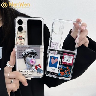 Wenwen เคสโทรศัพท์มือถือ แบบฝาพับ ลายฉลาก David สามชิ้น แฟชั่น สําหรับ OPPO Find N2