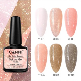 ( CANNI ซากุระ ) สีเจลทาเล็บกากเพชร โทนชมพูนู้ด NUDE สีทาเล็บเจล ยาทาเล็บเจล CANNI