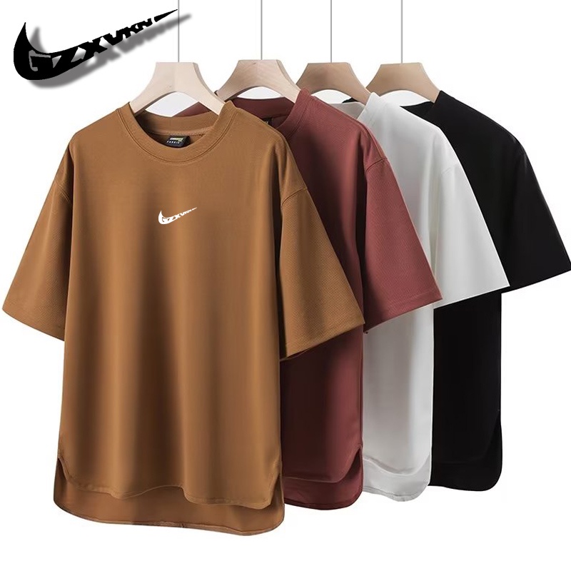 เสื้อยืดลําลอง แขนสั้น คอกลม พิมพ์ลายวาฟเฟิล ทรงหลวม โอเวอร์ไซซ์ สําหรับผู้ชาย และผู้หญิง