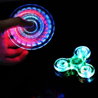 【shuanghong666】Luminous LED light Fidget Spinner Hand Top Spinners Glow in Dark Light EDC Figet Spiner Finger Stress Relief Toys