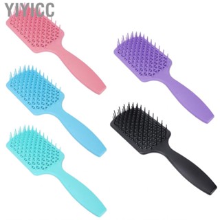 Yiyicc Hair Paddle Brush  Hollow Wet Dry Use Antislip Detangling Frosted Handle for Hairdressing