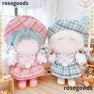 Rosegoods1 เสื้อผ้าตุ๊กตา หมวกเบเร่ต์ ไอดอล DIY สําหรับตุ๊กตาเด็กทารก 20 ซม.