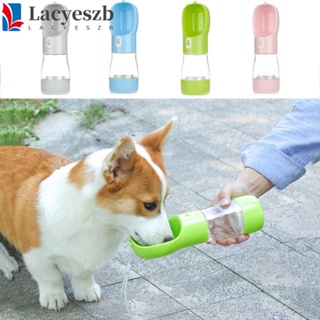 Lacyeszb 2 in1 ขวดน้ําดื่มพลาสติก ถอดออกได้ สีชมพู ฟ้า เขียว เทา สําหรับสัตว์เลี้ยง สุนัข แมว